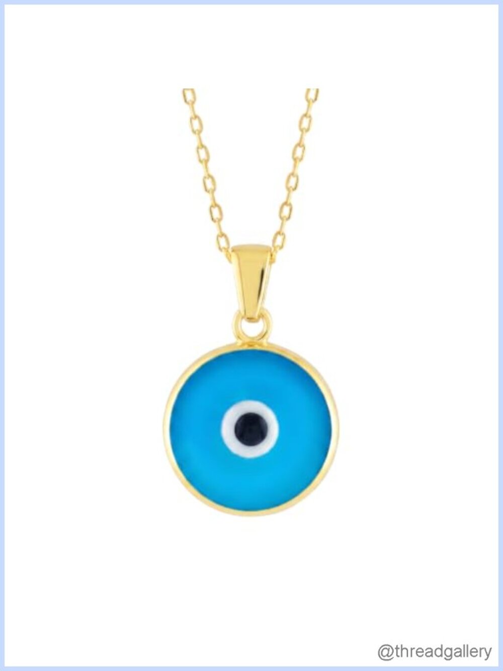 10K Solid Gold Turquoise Evil Eye Pendant Necklace 18 Inch Chain Women